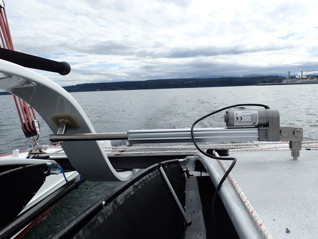 Russell of PT Watercraft is preparing for the Race to Alaska aboard his Gougeon 32  catamaran. Pelagic AP is assisting with the autopilot.